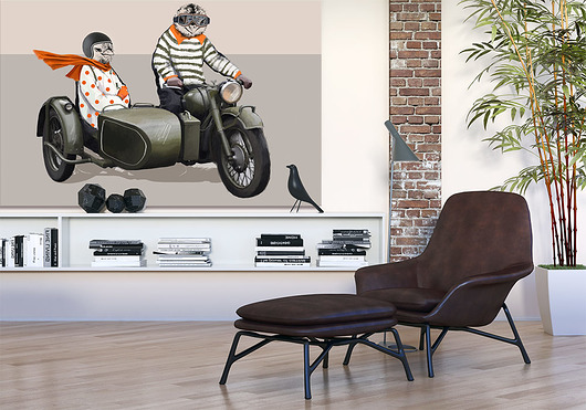 OBRAZ NA PŁÓTNIE - 120x80cm - KURCZKI NA MOTO NOWdeco
