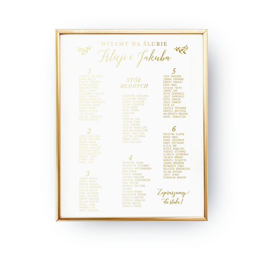 Ślub - inne Lista gości stoły numery, Złoty Druk