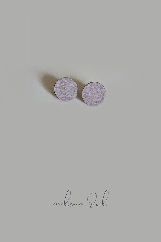 kolczyki - inne Małe kolczyki koła beżowe, minimalistyczne kolczyki, skóra naturalna