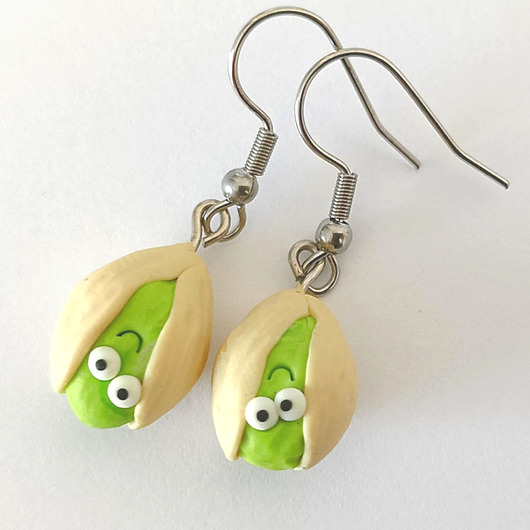 kolczyki z masy plastycznej Śmieszne kolczyki pistacje