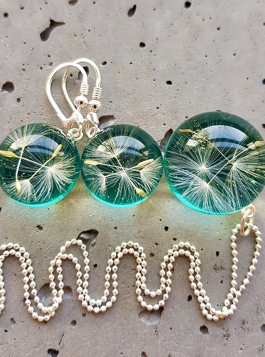 zestaw-dmuchawce w żywicy Grol Jewellery