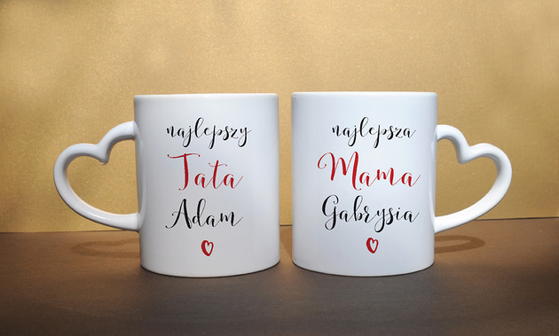 kubki Zestaw kubków dla rodziców z imionami, najlepsza Mama i Tata personalizacja
