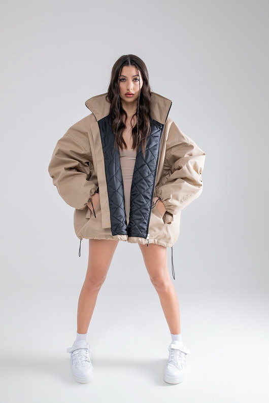 kurtki damskie Kurtka typu bomber oversize mocca