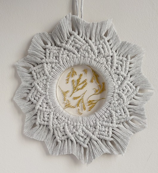 makramy Makramowy wianek mandala witraż limonium