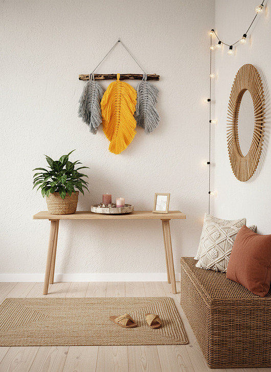 makramy Makrama liście dekoracja boho