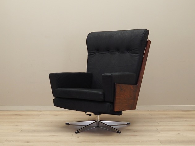 fotele Fotel skórzany gabinetowy, duński design, lata 70, produkcja: Dania