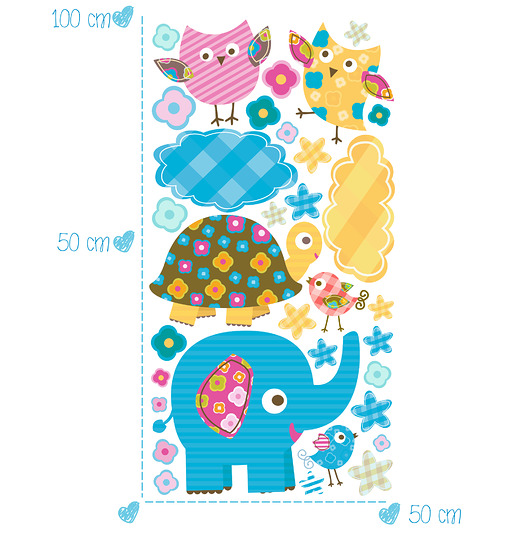 Komplet naklejek - Słonik i żółw 100cmx50cm Make My Home