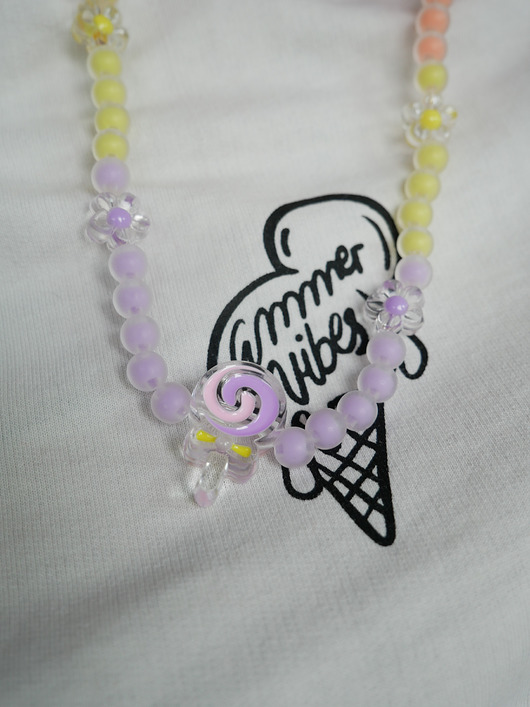 chokery Kolorowy naszyjnik choker z koralików z dużym lizakiem