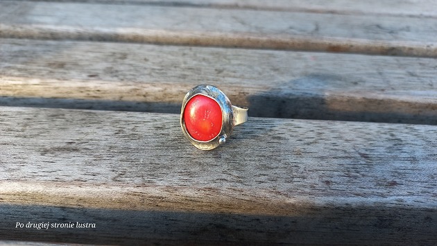 pierścionki - różne Red - pierścionek regulowany