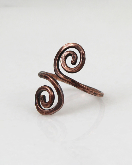 pierścionki - różne Wężowy - rozm. XS - miedziany pierścionek - unikat