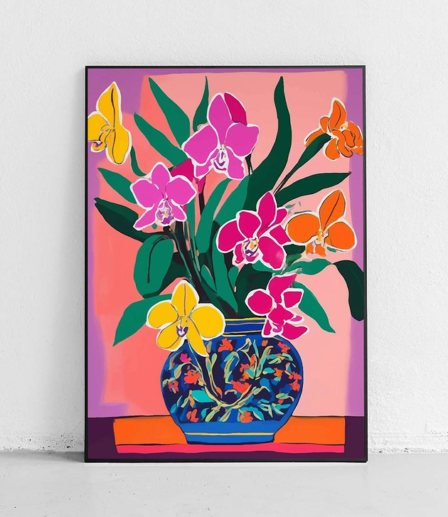 plakaty Plakat Orchidee w barwnym wazonie