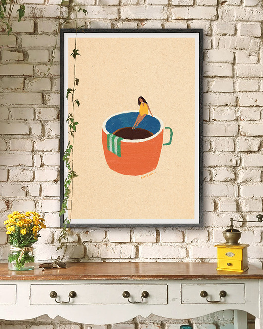 plakaty Plakat z kawą - pierwszy łyk espresso