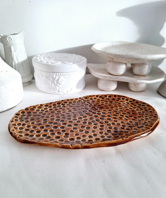 Podstawki pod kadzidełka Ceramiczna podstawka bursztynowa