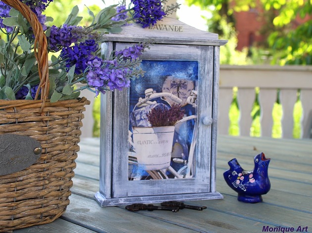 przechowywanie - różne Szafka na klucze, shabby chic, lawenda