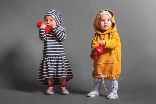 Sukienka z falbanką granatowo-kremowe paski Biana i Mama