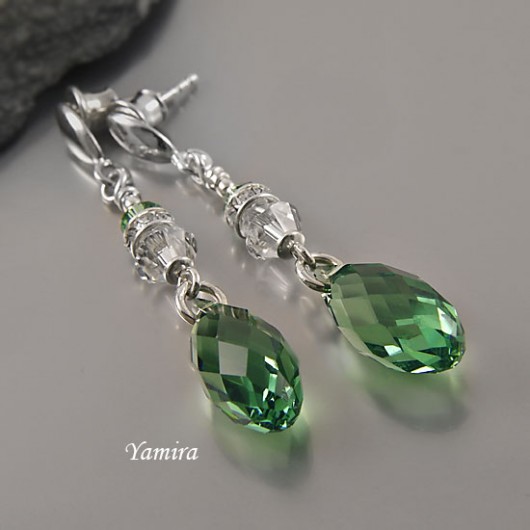 Kryształ Swarovski Briolette Erinite long - kolczyki yamira