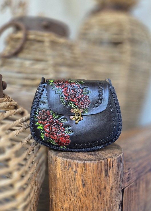 torby na ramię Torebka skórzana ręcznie robiona Lia czarna