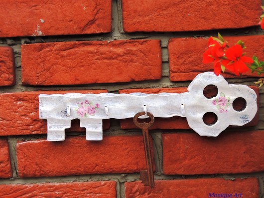 Drewniany wieszak klucz, shabby chic Monique Art