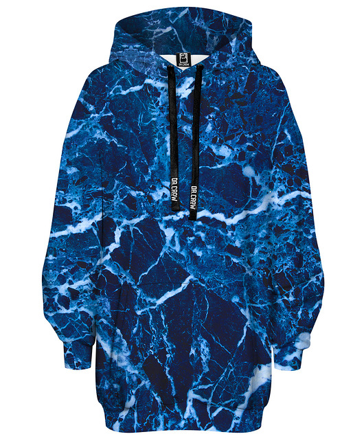 bluza z kapturem damska Bluza Oversize Tunika DR.CROW Marble Blue
