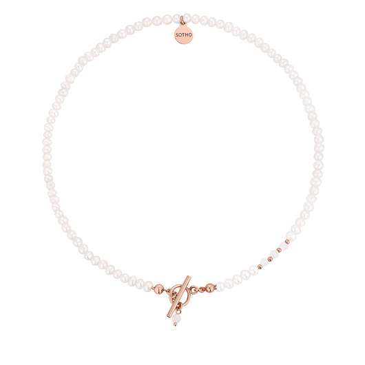 złote naszyjniki Naszyjnik z różowego złota z pereł naturalnych i kamieni księżycowych