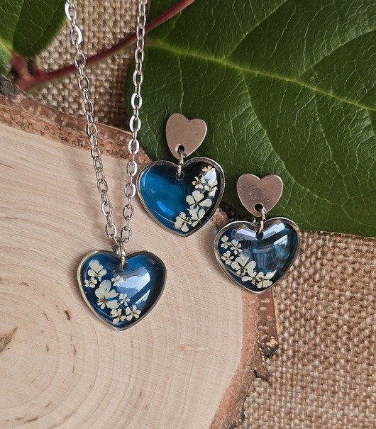 komplet biżuterii Komplet zawieszka i kolczyki srebrny prawdziwy dzika marchew