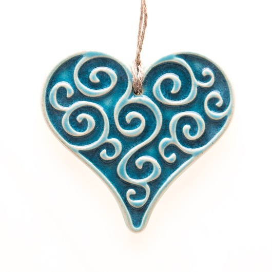 ozdoby choinkowe Zawieszka serce turkusowe, w pudełku