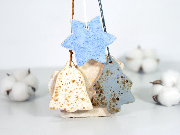 ozdoby choinkowe Zestaw ceramicznych ozdób choinkowych