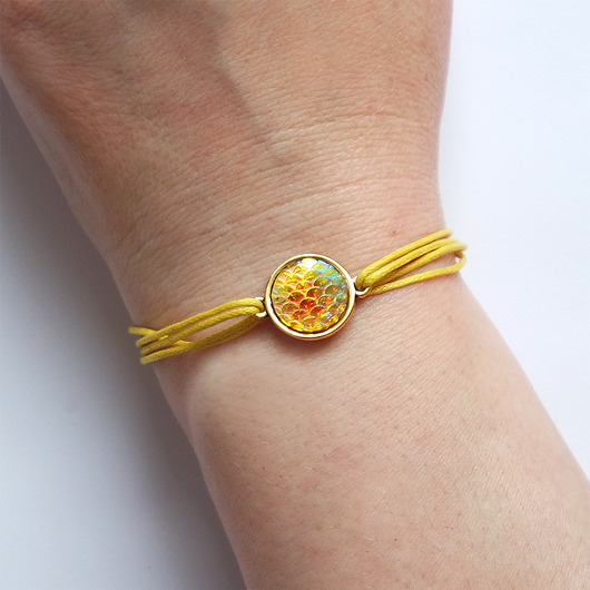 bransoletki ze szkła Bransoletka - Łuski, żółta - złota