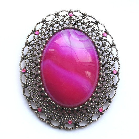 broszki Agat różowy broszko-wisior 2 w 1