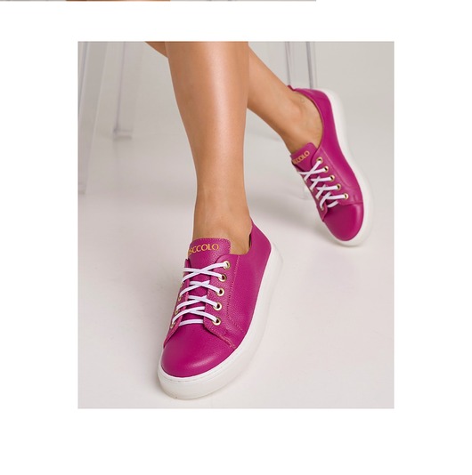 sneakersy damskie Sneakersyi skórzane  fuksja (6640)
