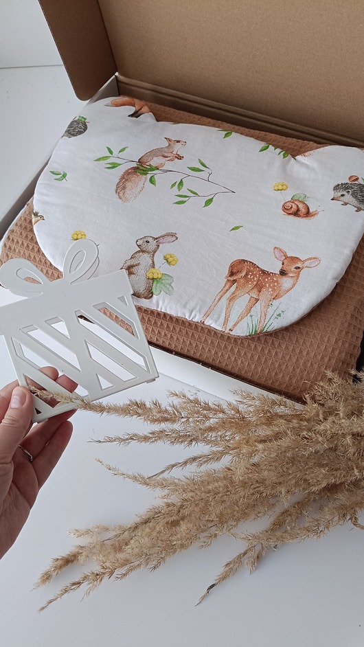 Chrzest - inne Gotowy zestaw prezentowy - kocyk 120x75 + poduszka miś