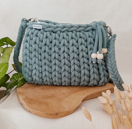 torby na ramię Torebka pleciona z grubego sznurka Pillow Bag  - laurowa