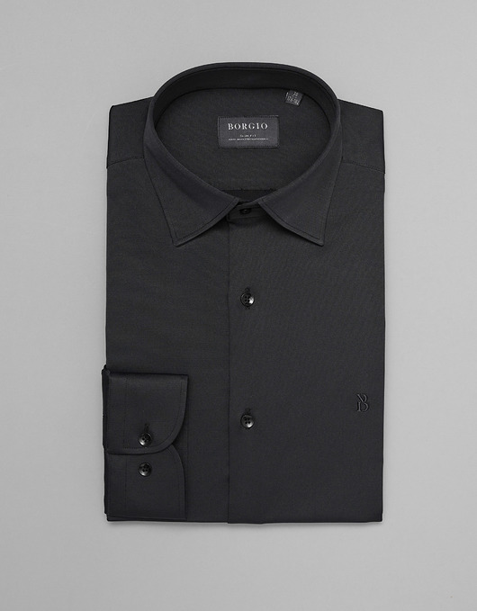 koszule męskie Grafitowa koszula męska acconia 00357 dł rękaw slim fit 176/182 38