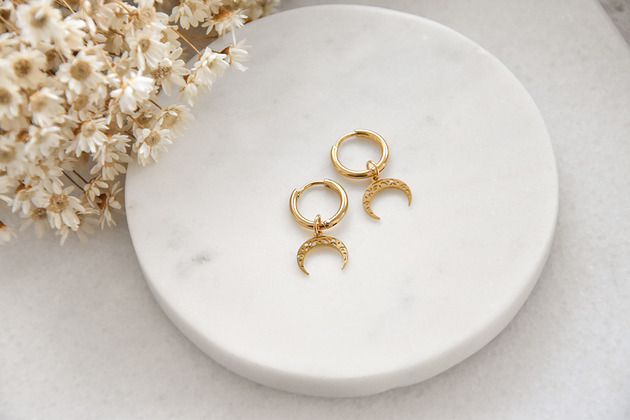 kolczyki - inne Kolczyki koła z ażurowymi księżycami