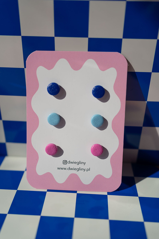 kolczyki z masy plastycznej Zestaw 3 par małych sztyftów