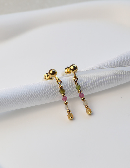  Kolczyki pozłacane - Mix Turmalinów