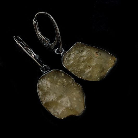 kolczyki srebrne Kolczyki srebrne szkło libijskie