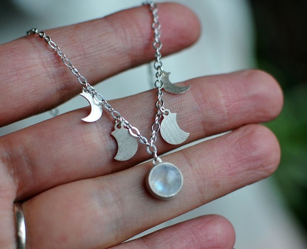 Srebrny choker Kamień księżycowy MARIAELA