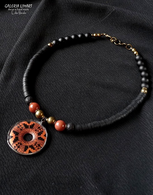 korale Po peruwiańsku na szyi. Oryginalny naszyjnik etniczny PREZENT  handmade