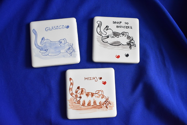 podkładki do kuchni Podkładki pod kubki kafelki koty na pleckach