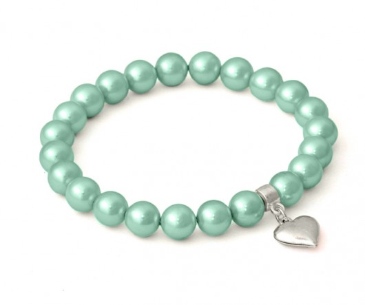 Pastel blue pearl with heart pendant. Lavoga