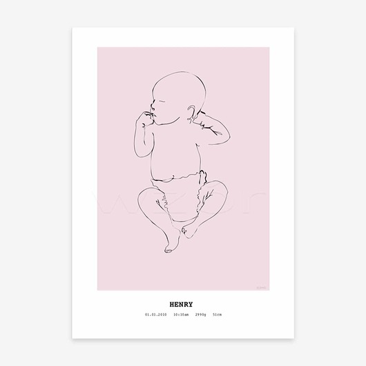 obrazy i plakaty do pokoju dziecięcego Plakat personalizowany Henry różowy