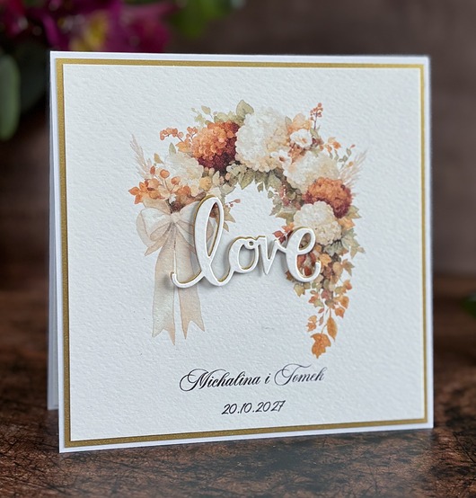 zaproszenia i kartki na ślub Personalizowana kartka ślubna z kopertą  WEDDING CHARM ALLURE, WA32a