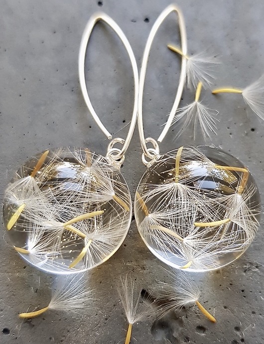 Kolczyki srebrne z nasionami dmuchawca Grol Jewellery