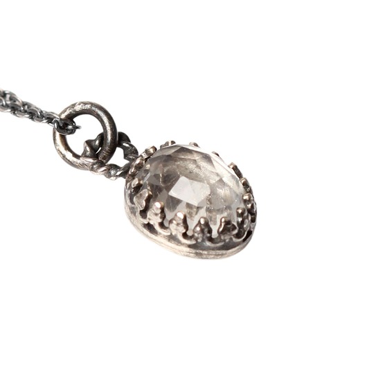 srebrne naszyjniki Minimalistyczny srebrny oksydowany naszyjnik z kryształem górskim