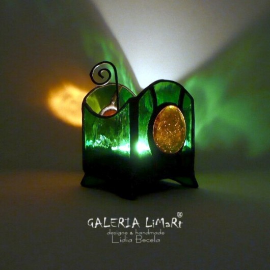 Lampion-świecz... Zieleń podświetlona Galeria Limart