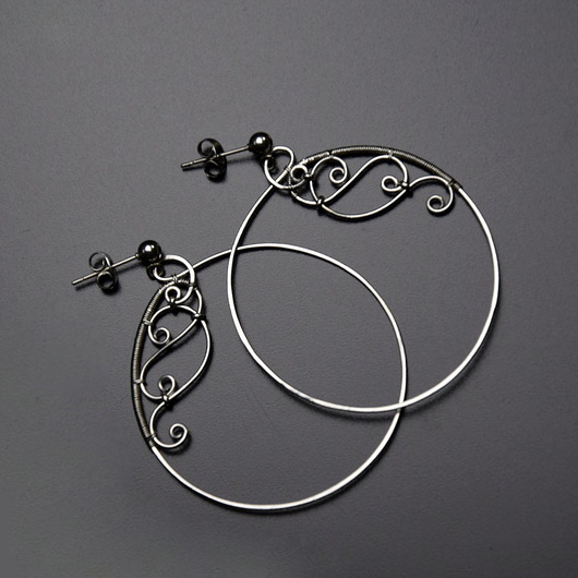 kolczyki wire wrapping Kolczyki duże koła wire wrapping