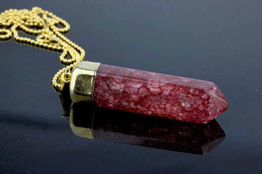 Brazi Colare Kwarc Czerwony w zlocie Brazi Druse Jewelry