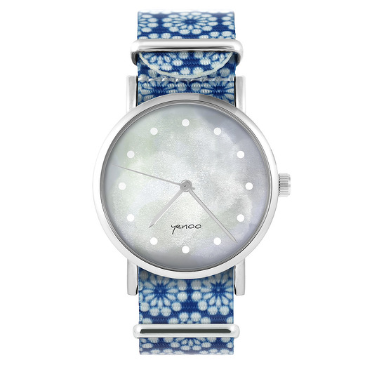 zegarki damskie Zegarek - Szary - niebieski, kwiaty