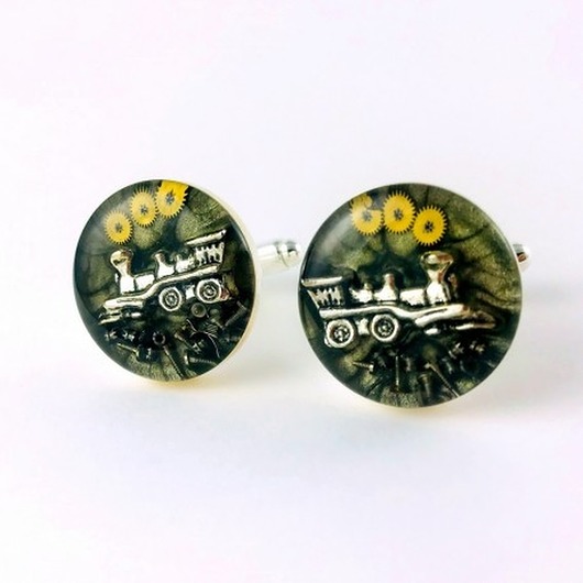 spinki do mankietów Spinki - Steam Choo-Choo 3D